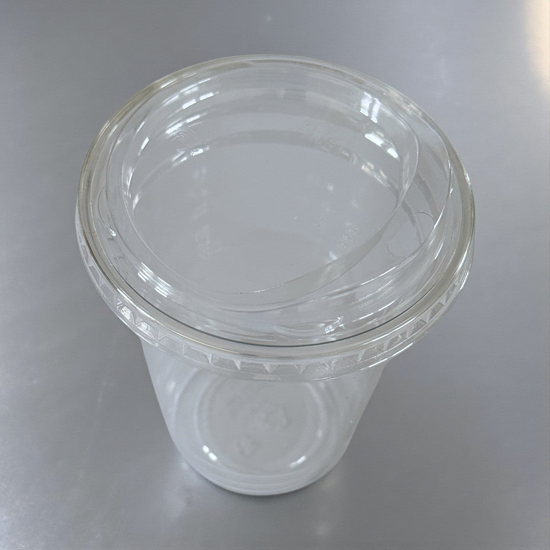 Clear 16oz Smoothie Cups With Clear Sip Lid Overhead - Propus Packaging