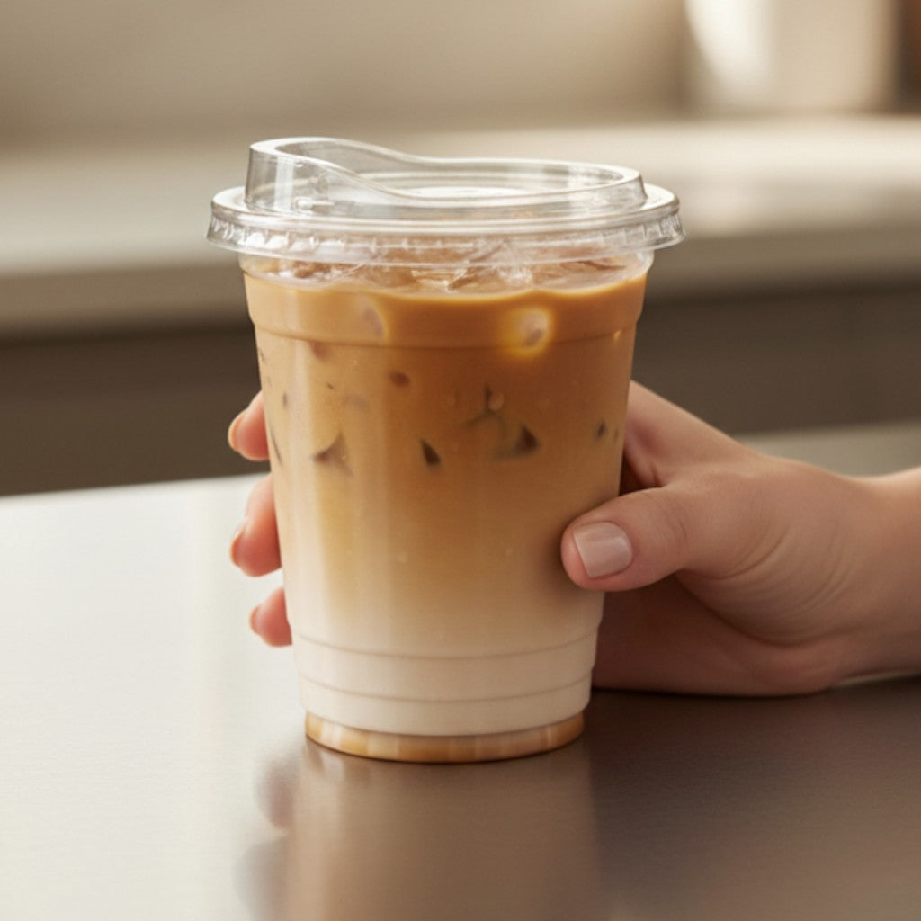 Clear 16oz Smoothie Cups With Clear Sip Lid Lifestyle - Propus Packaging