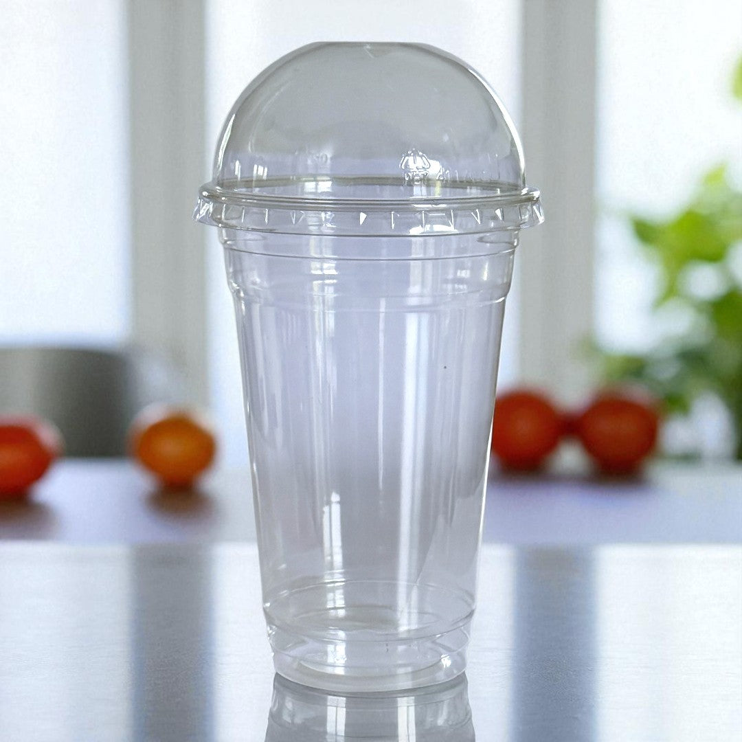 Clear 20oz Smoothie Cup With Dome Lid With Cross Hole Side - Propus Packaging