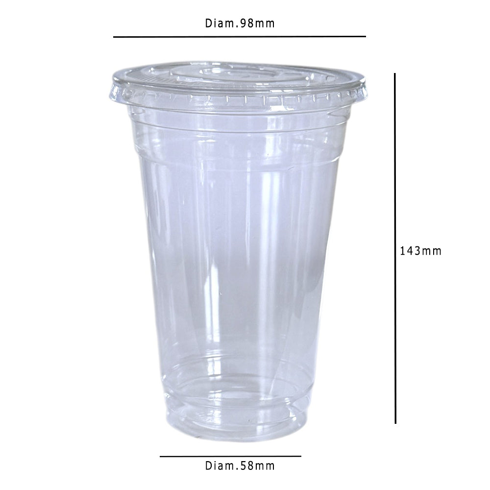 Clear 20oz Smoothie Cup With Flat Lid With Cross Hole Dimensions - Propus Packaging