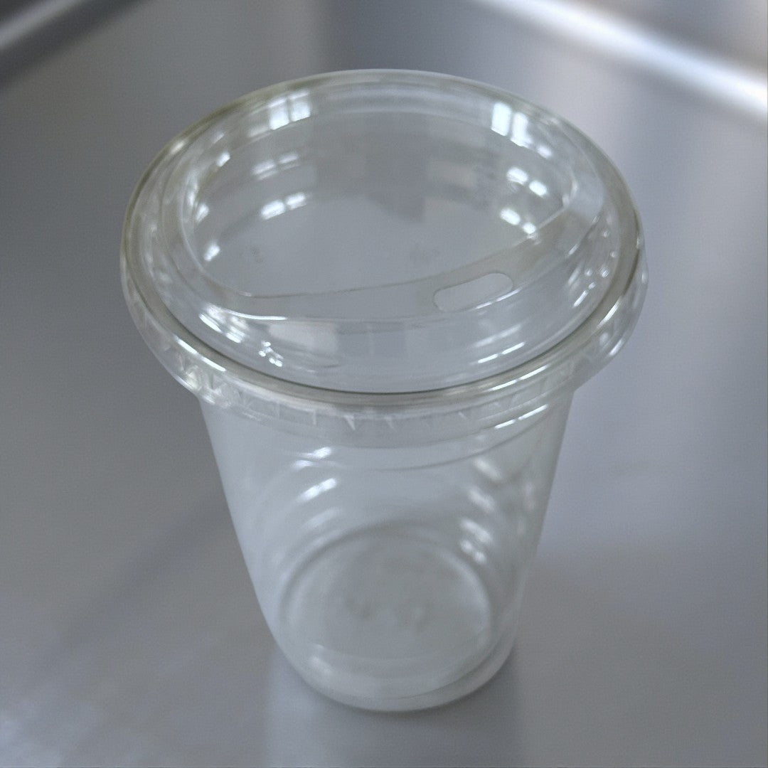 Clear 20oz Smoothie Cups With Clear Sip Lid Overhead - Propus Packaging