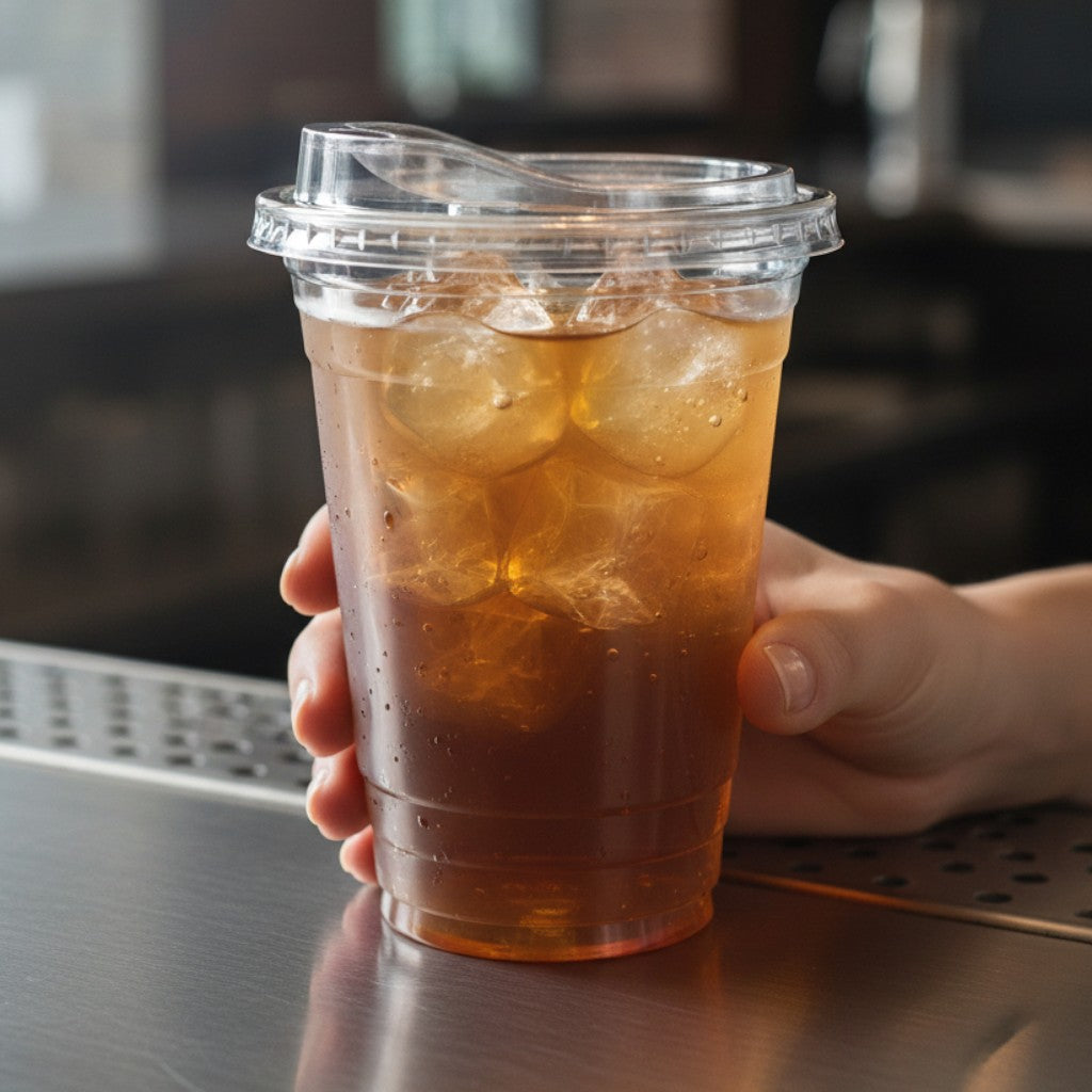 Clear 20oz Smoothie Cups With Clear Sip Lid Lifestyle - Propus Packaging