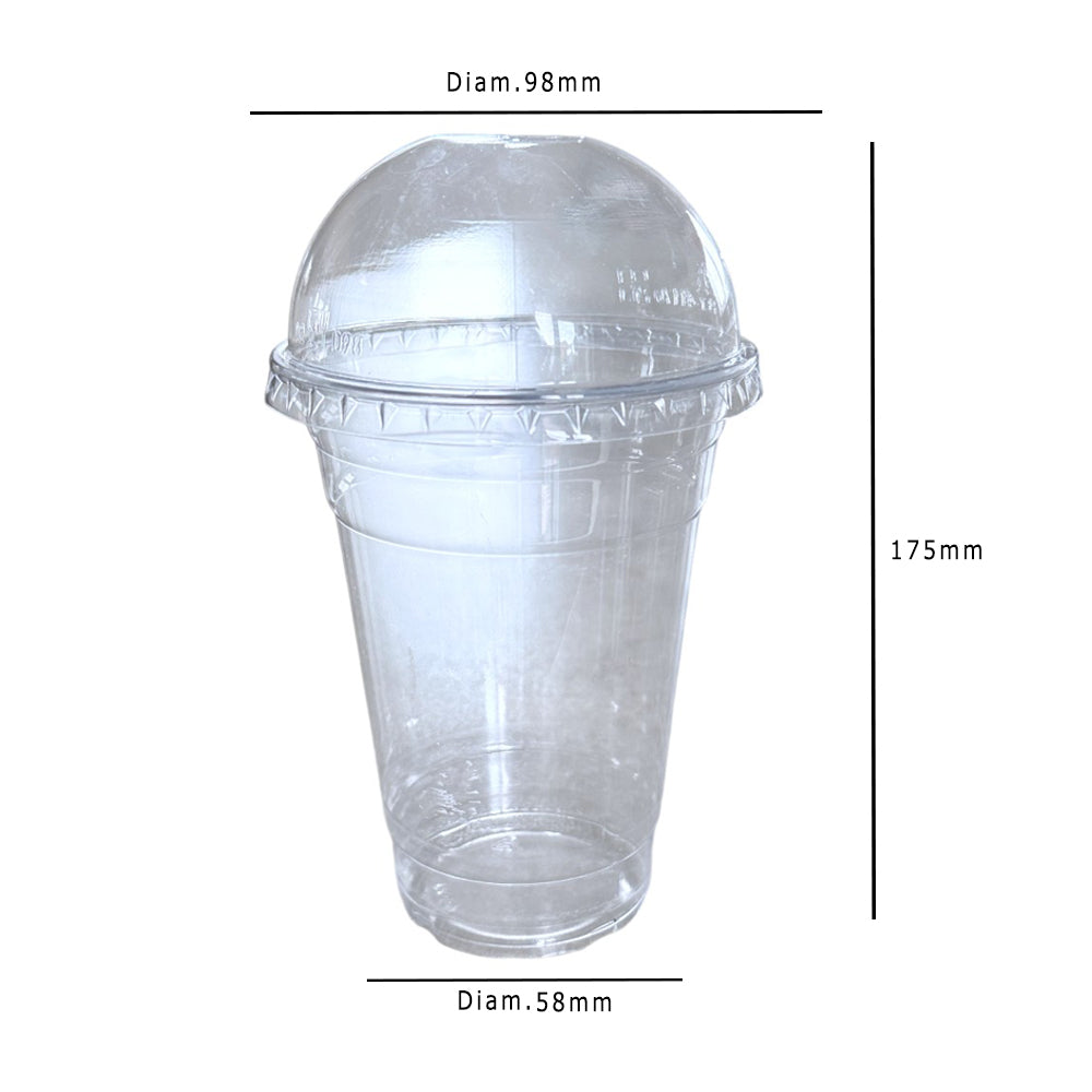 Clear 16oz Smoothie Cups With Dome Lid With Cross Hole Dimensions - Propus Packaging