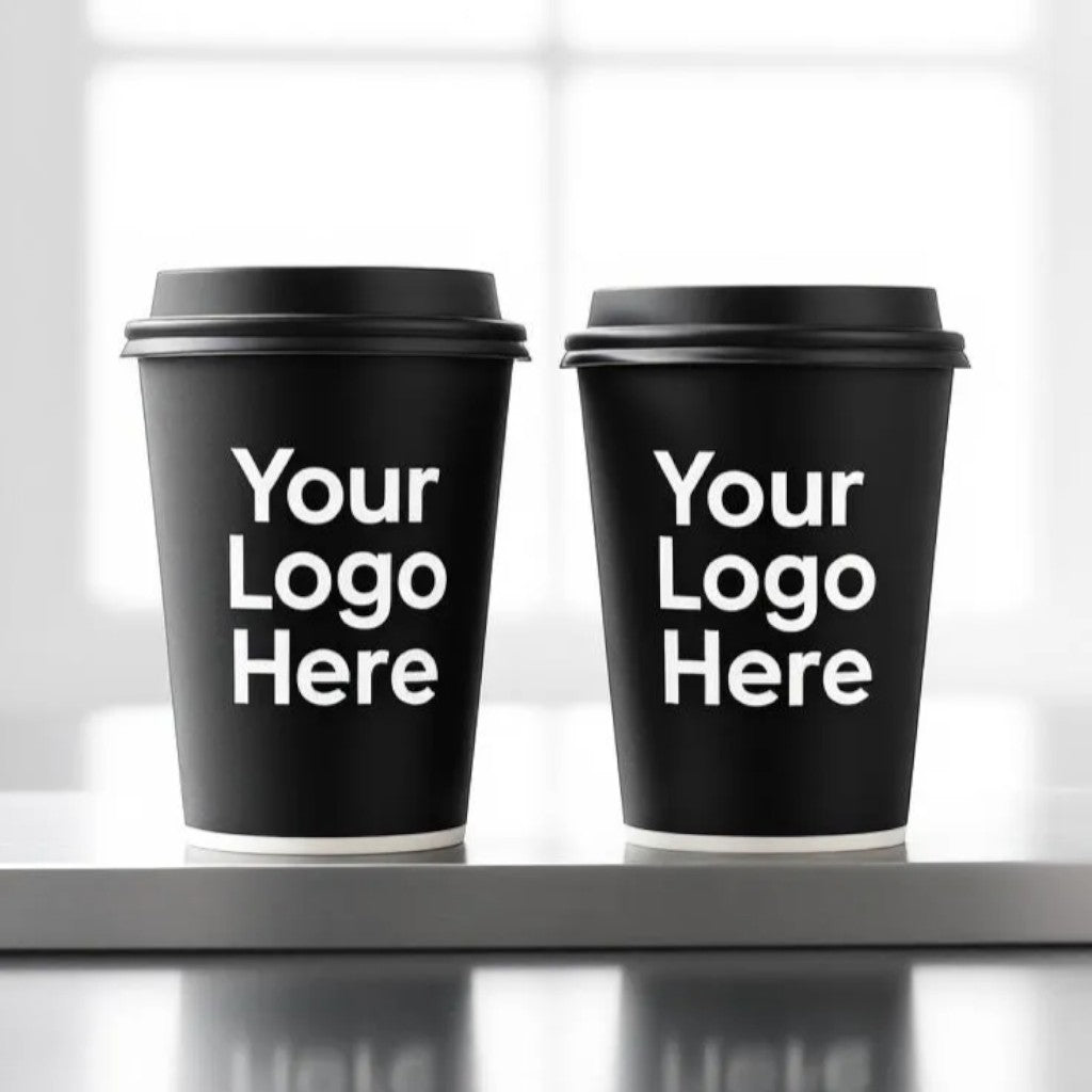White 12oz Double Wall Paper Cups Black - Propus Packaging