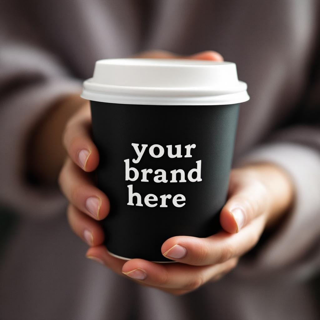 PE 8oz Custom Printed Double Wall Cups With Your Brand Black - Propus Packaging