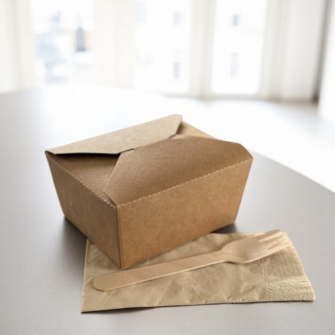 Kraft 800ml Deli Meal Box 130x105mm Lifestyle Closed - Propus Packaging