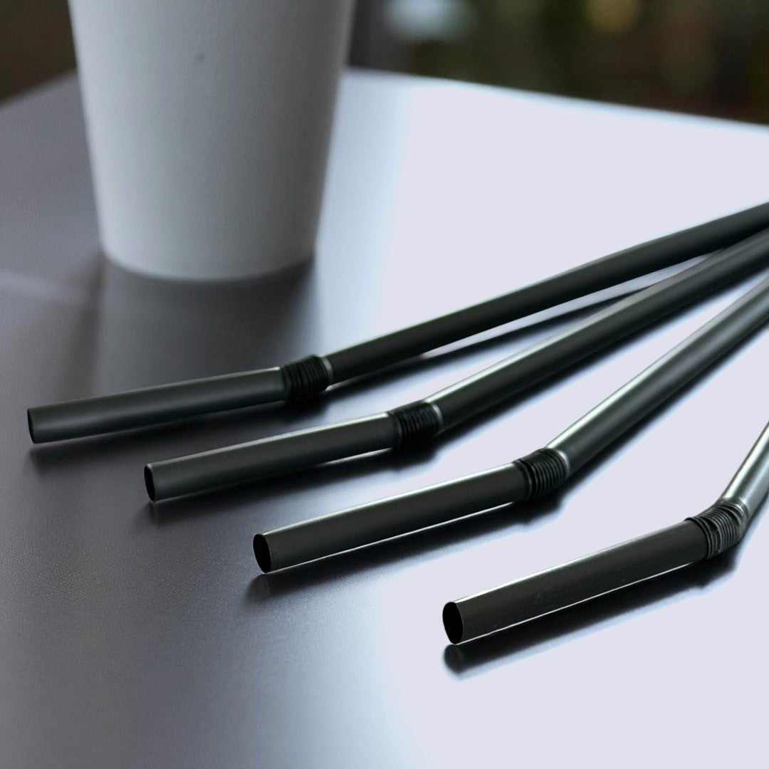 Flexible PLA 8" Biodegradable Black Straw 200x6mm - Propus Packaging