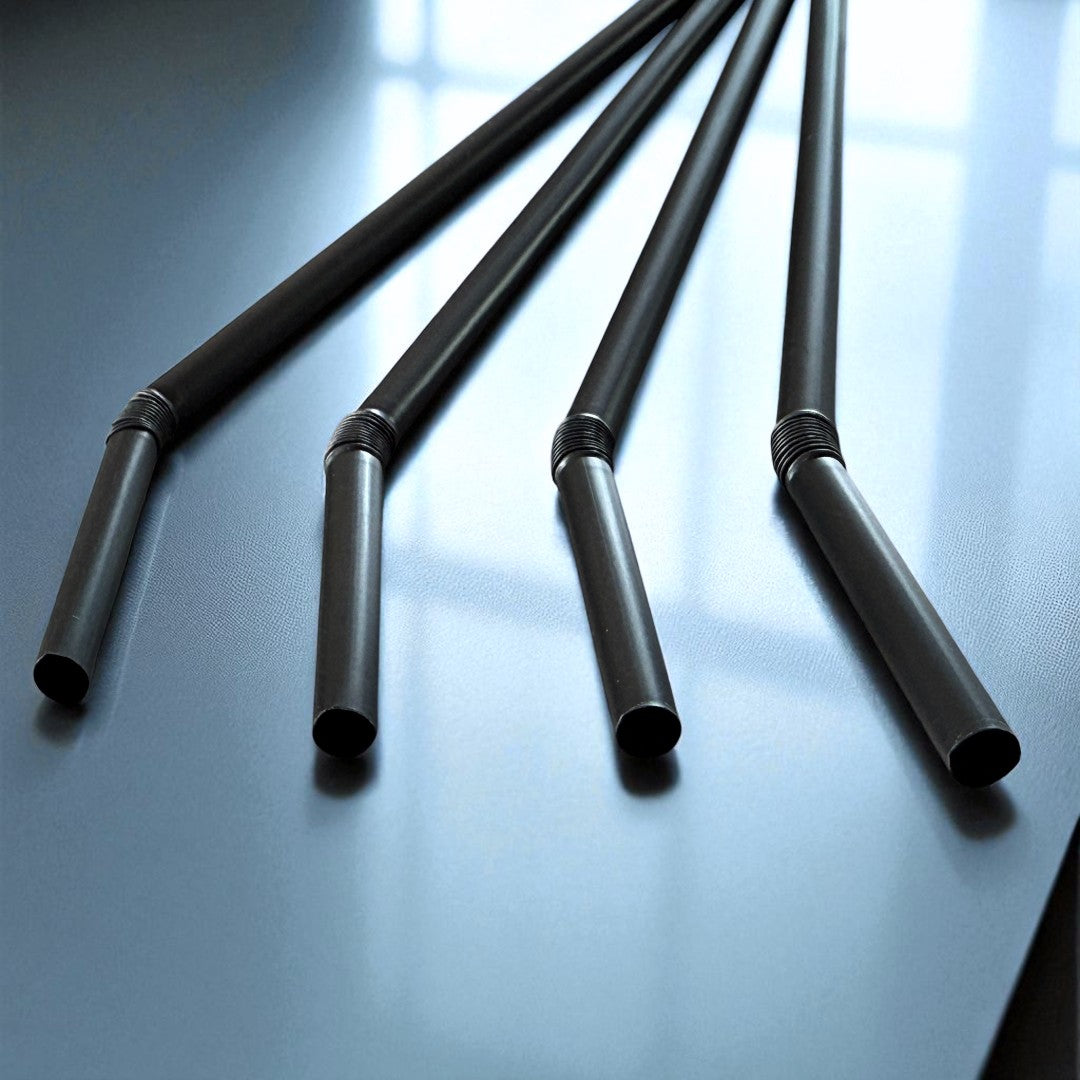 Flexible PLA 8" Biodegradable Black Straw 200x6mm Front - Propus Packaging