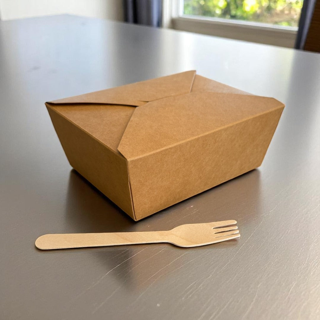 Grab N Go Kraft 1400ml Deli Meal Box With Fork - Propus Packaging