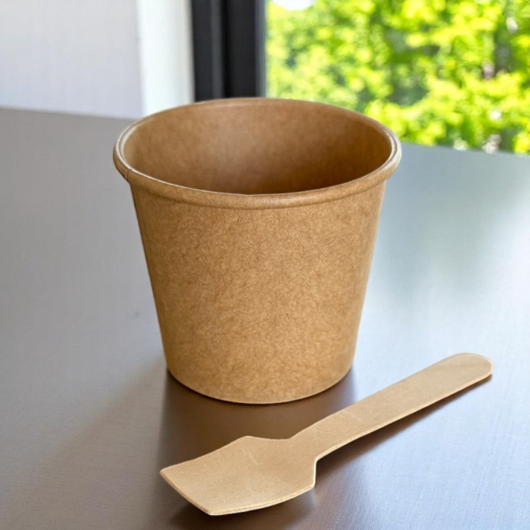 Grab N Go Kraft 4oz Sauce & Portion Pot With Spoon - Propus Packaging