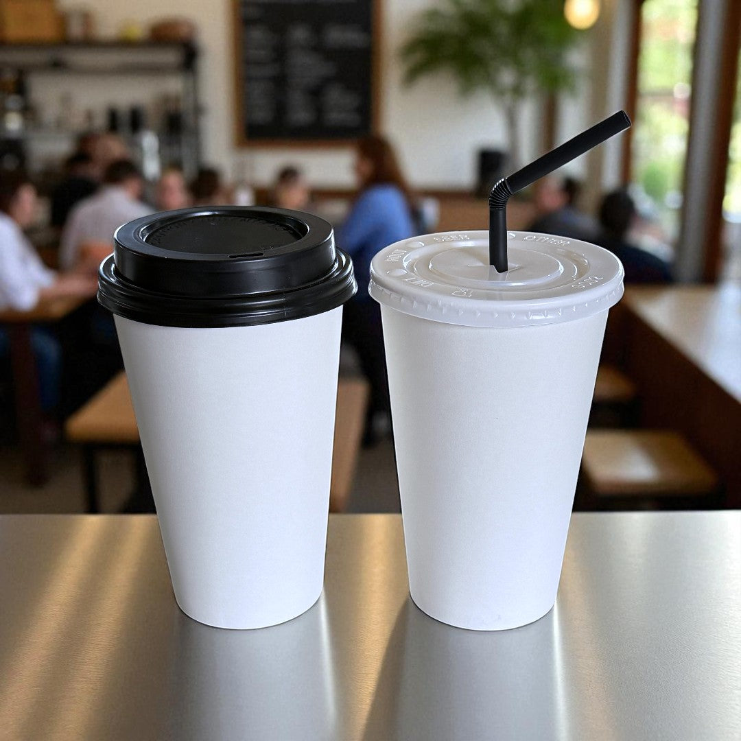 White 16oz Single Wall Paper Cups Lifestyle - Propus Packaging