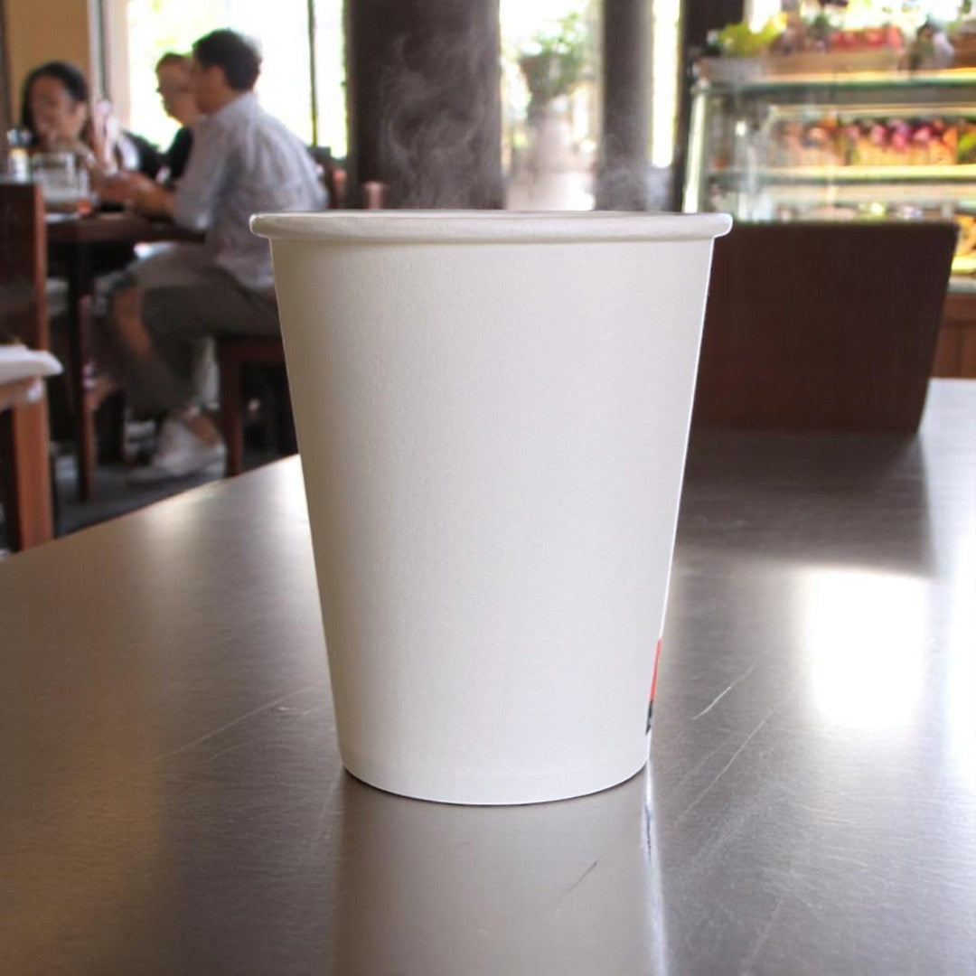 White 8oz Single Wall Paper With Coffee - Propus Packaging