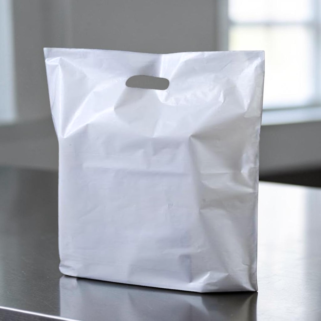 Heavy Duty Varigauge White Carrier Bag 15x18 - Propus Packaging