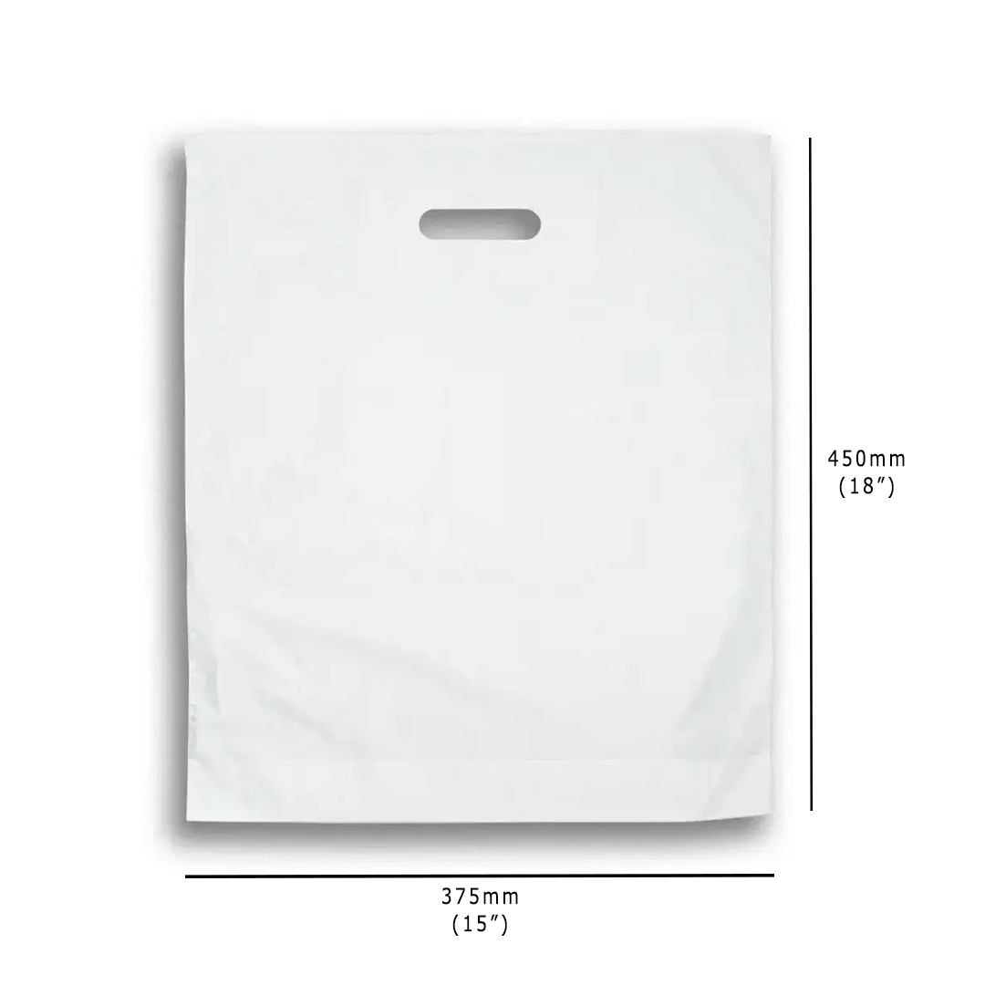 Heavy Duty Varigauge White Carrier Bag 15x18 Dimensions - Propus Packaging