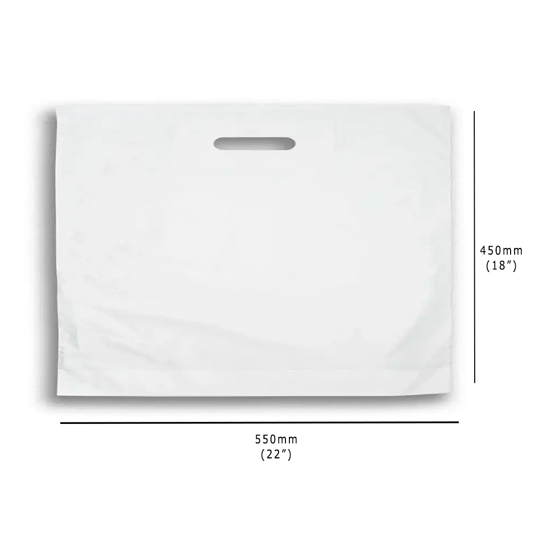 Heavy Duty Varigauge White Carrier Bag 22x18 Dimensions - Propus Packaging