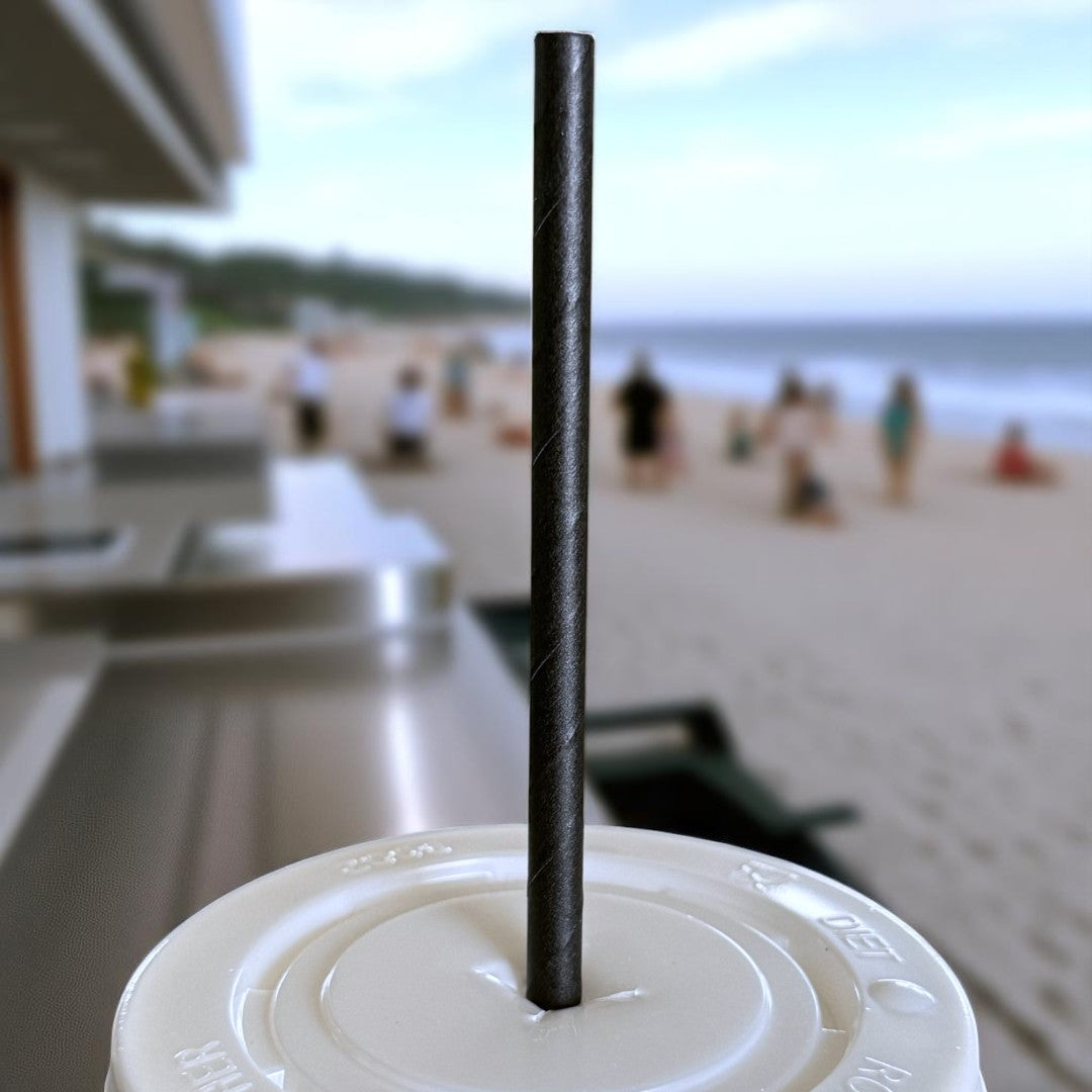 Jumbo Black Paper Straws 200x6mm Lifestyle - Propus Packaging