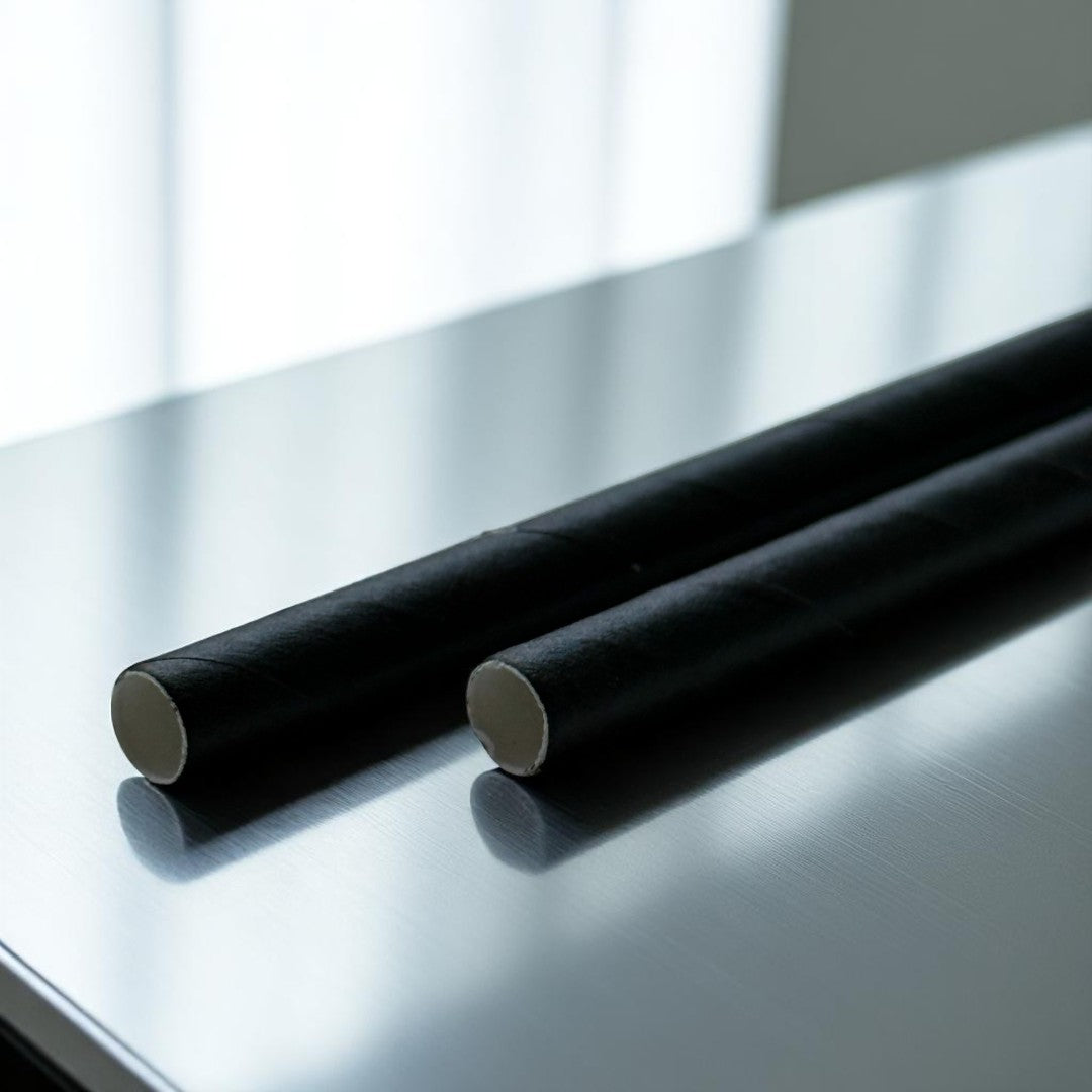 Jumbo Black Paper Straws 200x6mm Close Up - Propus Packaging