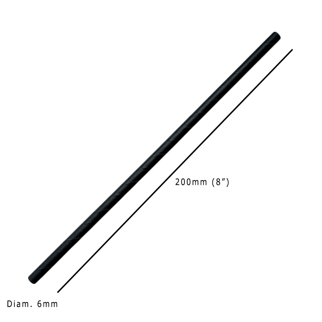 Jumbo Black Paper Straws 200x6mm Dimensions - Propus Packaging