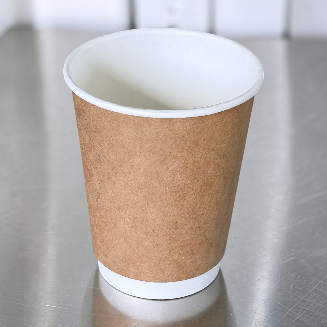 Kraft 12oz Double Wall Paper Cup Side - Propus Packaging