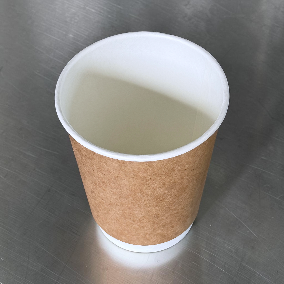 Kraft 12oz Double Wall Paper Cup Overhead - Propus Packaging