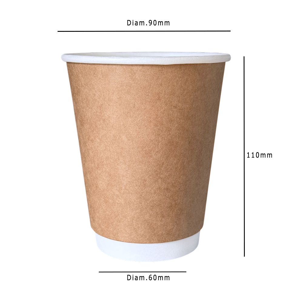 Kraft 12oz Double Wall Paper Cup Dimensions - Propus Packaging