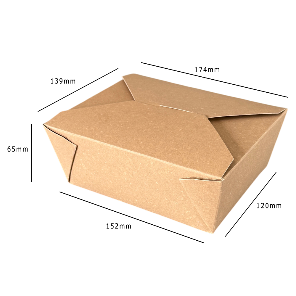 Kraft 1400ml Deli Meal Box No.8 Dimensions - Propus Packaging