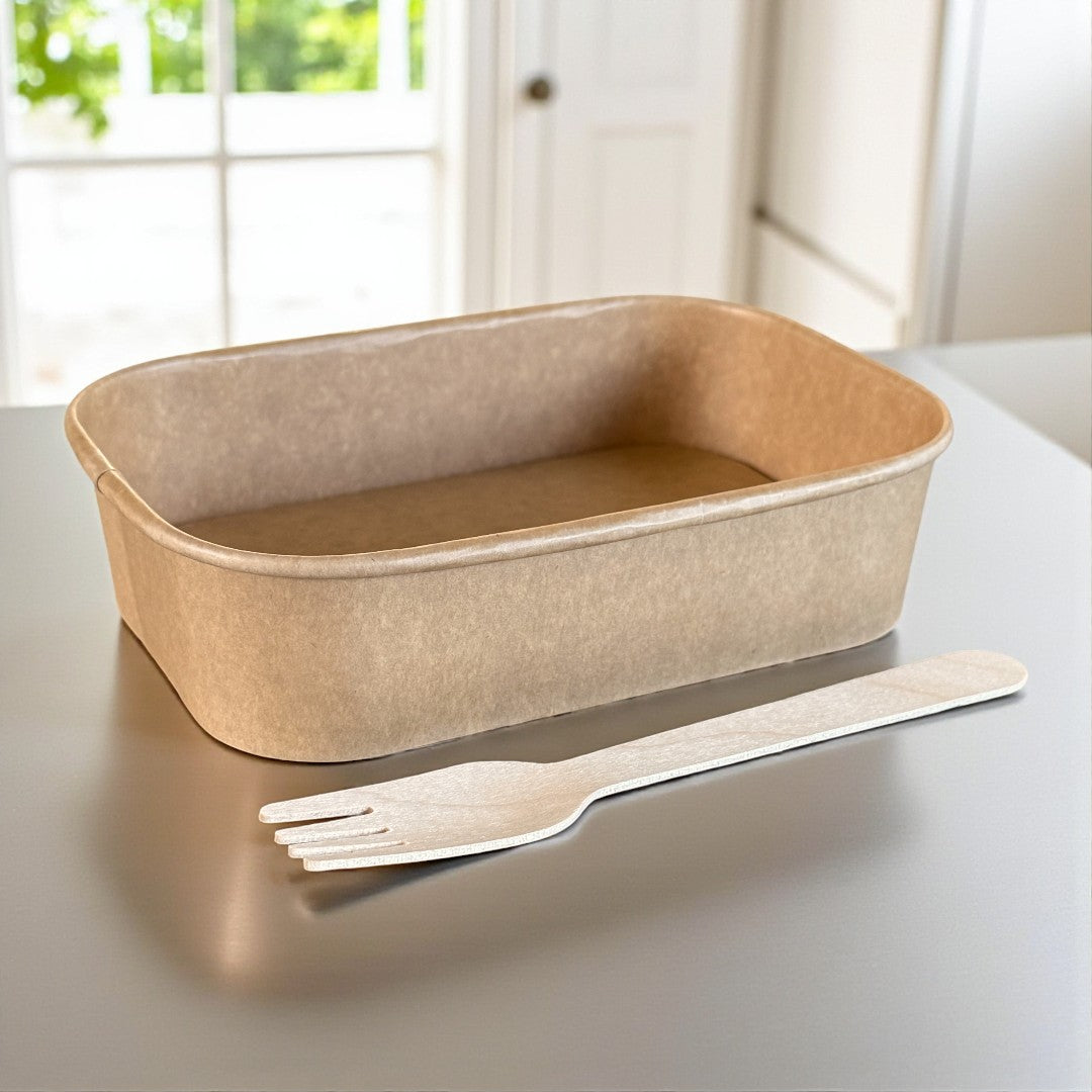 Kraft 500ml Rectangular Bowl Side - Propus Packaging