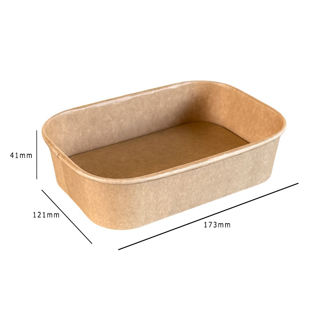 Kraft 500ml Rectangular Bowl Dimensions - Propus Packaging