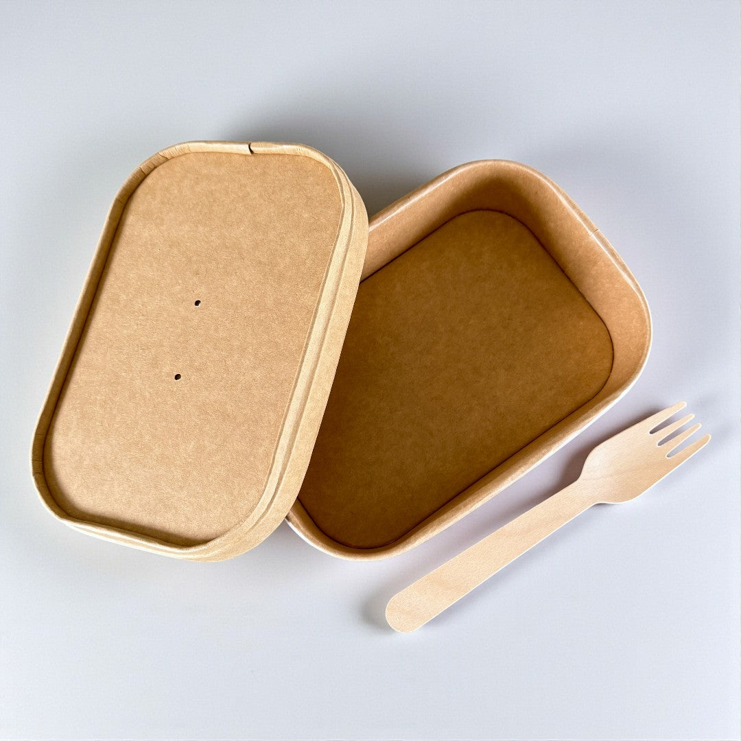 Kraft 500ml Rectangular Bowl With Kraft Lid Overview - Propus Packaging
