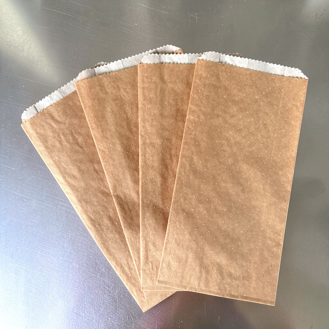 Kraft 5x10" Hot N Crispy Lined Food Bag Stacked - Propus Packaging