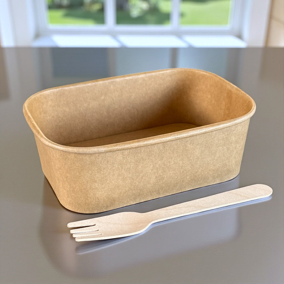 Kraft 750ml Rectangular Bowl Side - Propus Packaging 