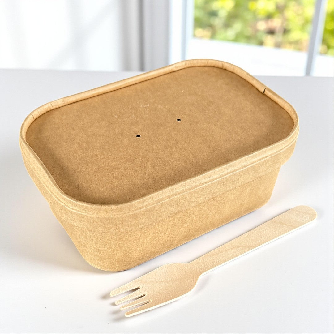Kraft 750ml Rectangular Bowl With Kraft Lid - Propus Packaging