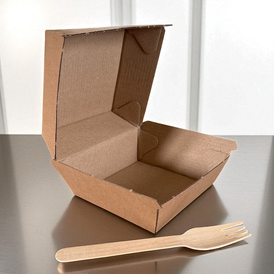 Kraft Clamshell Burger Box 103x103x80mm - Propus Packaging
