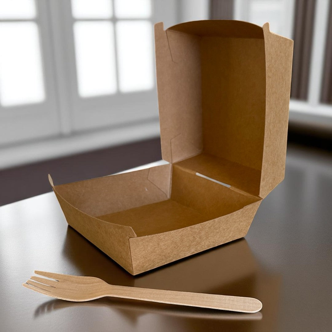 Kraft Clamshell Burger Box Pack 105x105x70mm - Propus Packaging