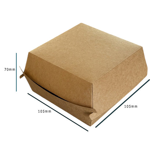 Kraft Clamshell Burger Box Pack 105x105x70mm Dimensions - Propus Packaging