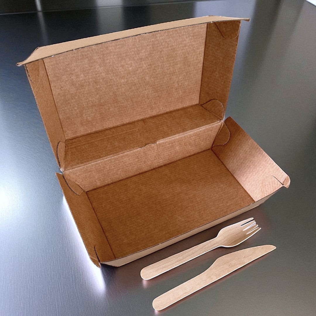 Kraft Clamshell Meal Box 200x125x84mm Open - Propus Packaging