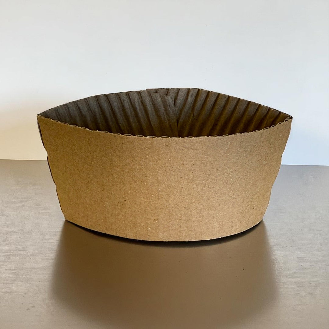 Kraft Clutch Sleeves For 8oz Paper Cups Front - Propus Packaging