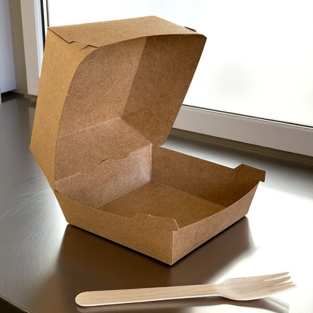 Kraft XL Burger Box 120x120x70mm - Propus Packaging
