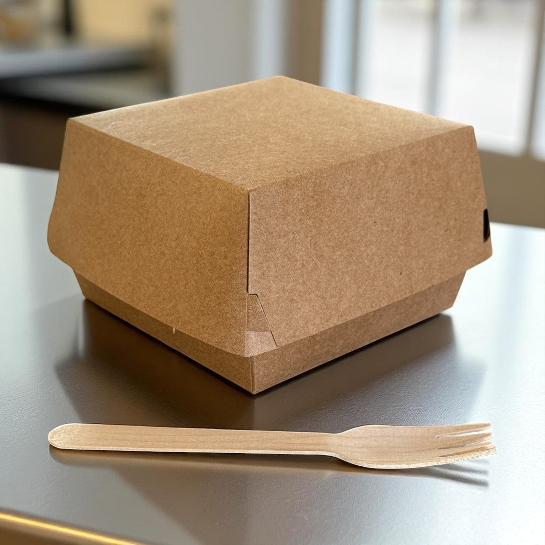 Kraft XL Burger Box 120x120x70mm Closed - Propus Packaging