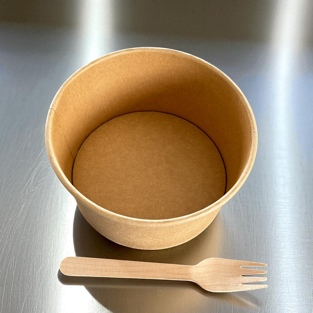 Kraft 1000ml Round Bowl Pack 300 Overhead - Propus Packaging