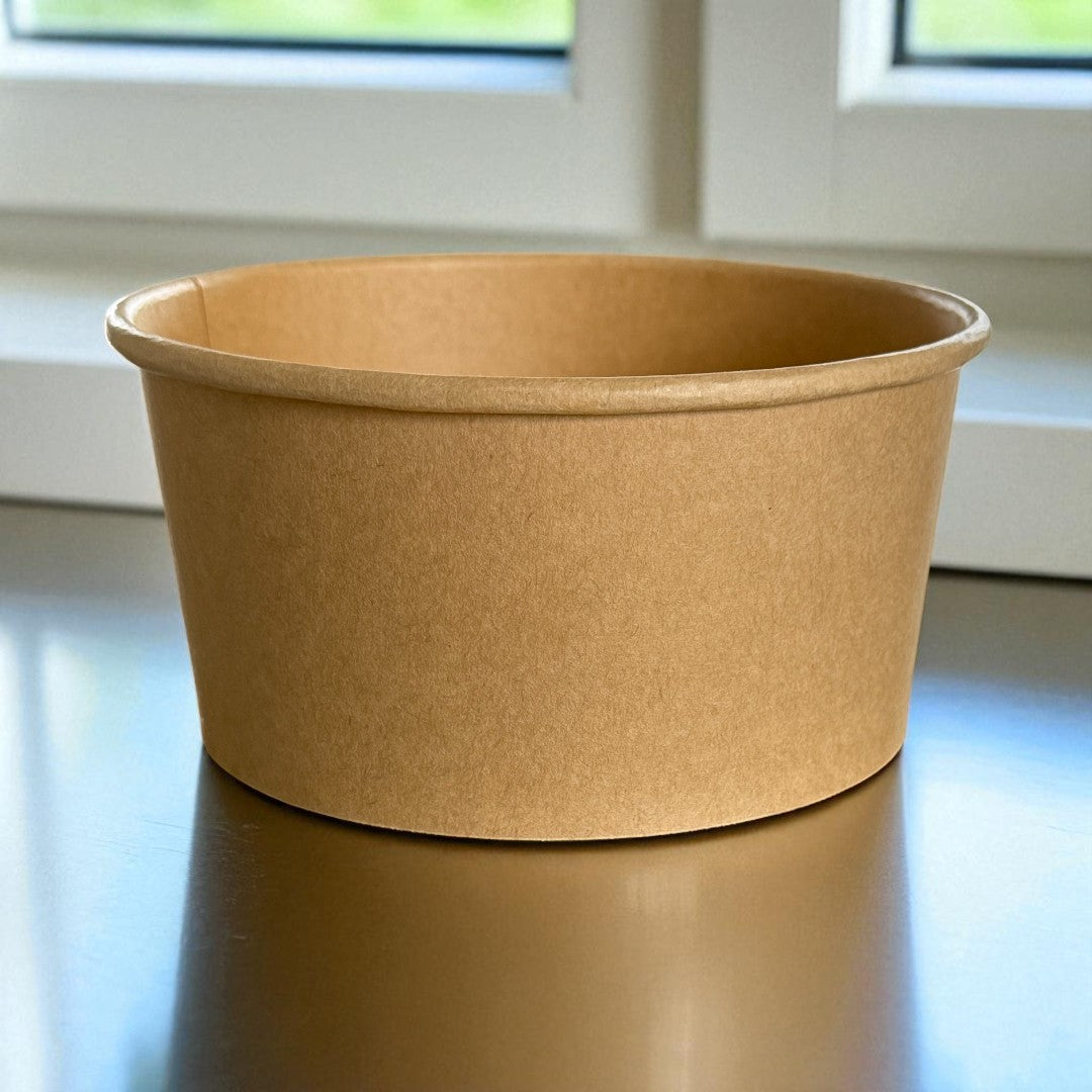 Kraft 1000ml Round Bowl Pack 300 Side - Propus Packaging