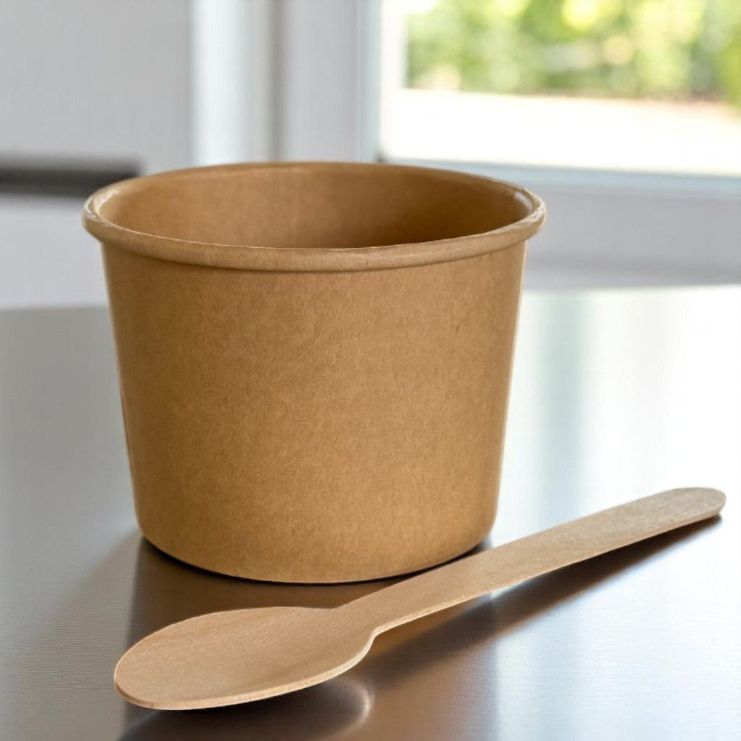 Kraft 12oz Round Tub Container With Spoon - Propus Packaging