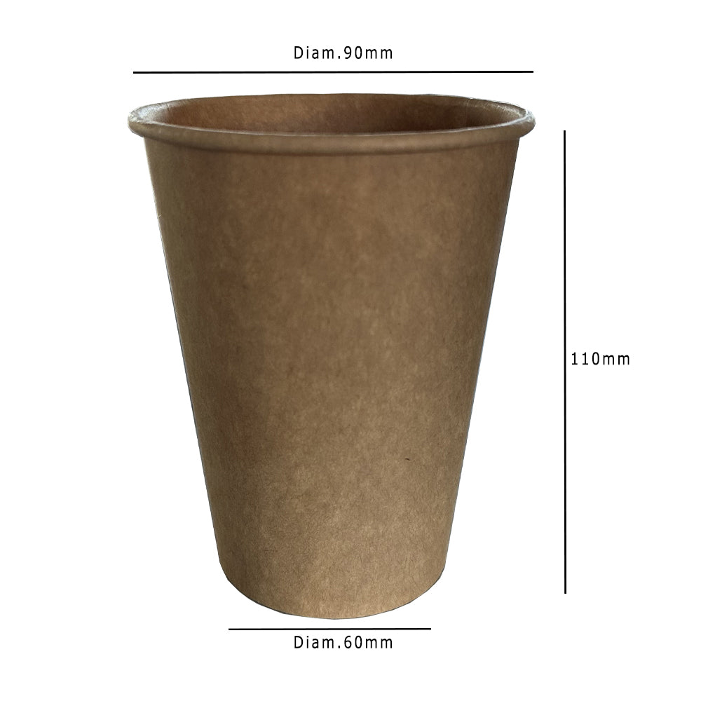 Kraft 12oz Single Wall Paper Cup Dimensions - Propus Packaging