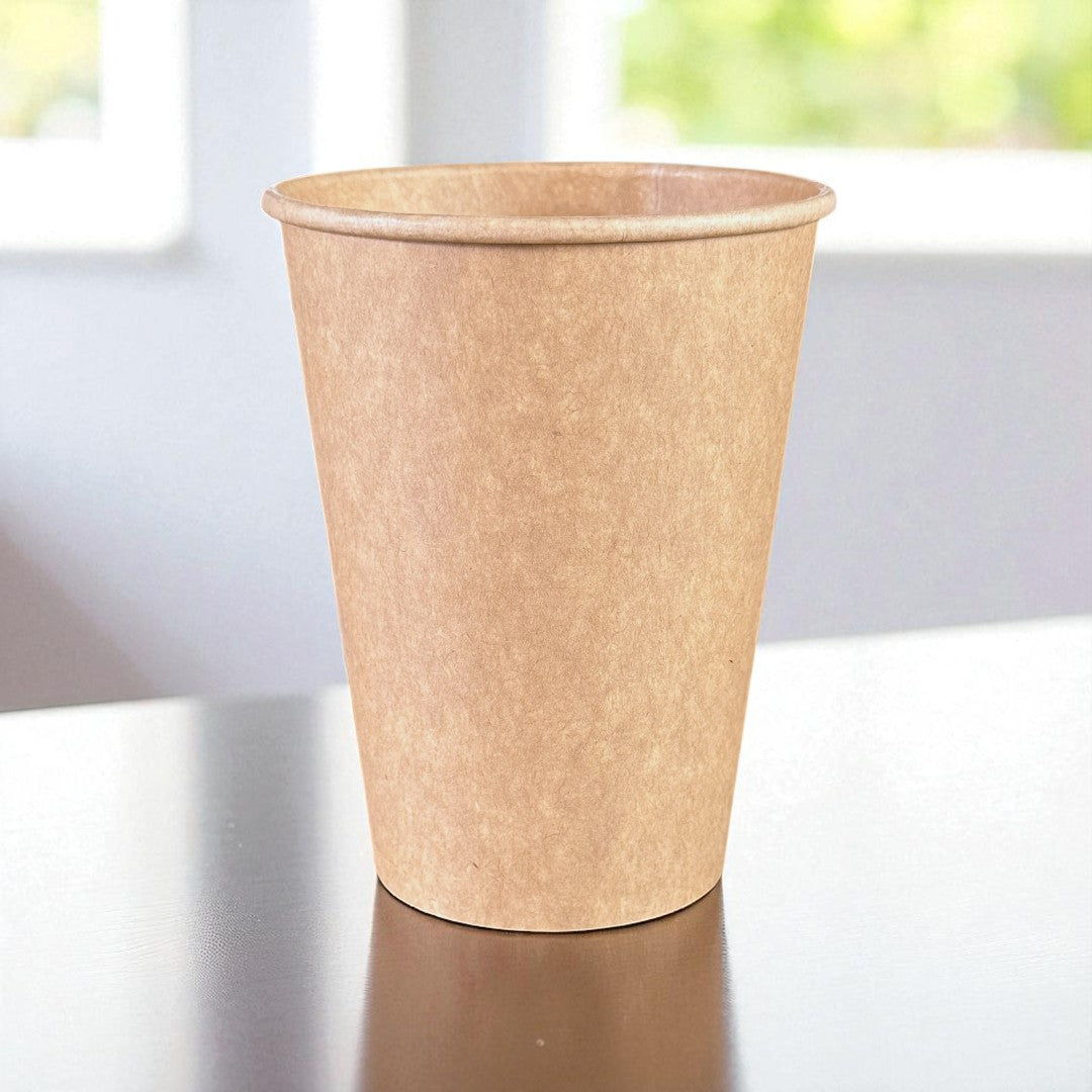 Kraft 12oz Single Wall Paper Cup Side - Propus Packaging