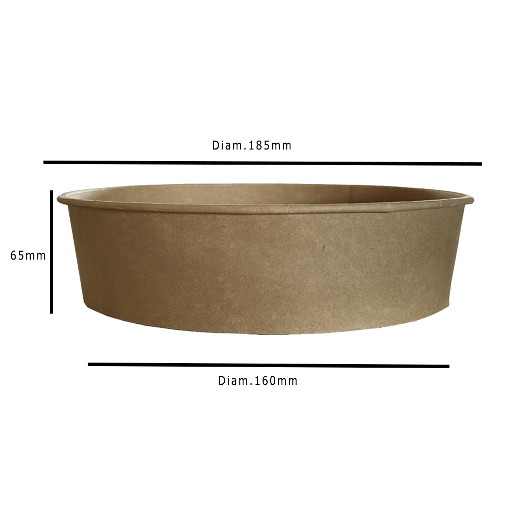 Kraft 1300ml Round Bowl Dimensions - Propus Packaging