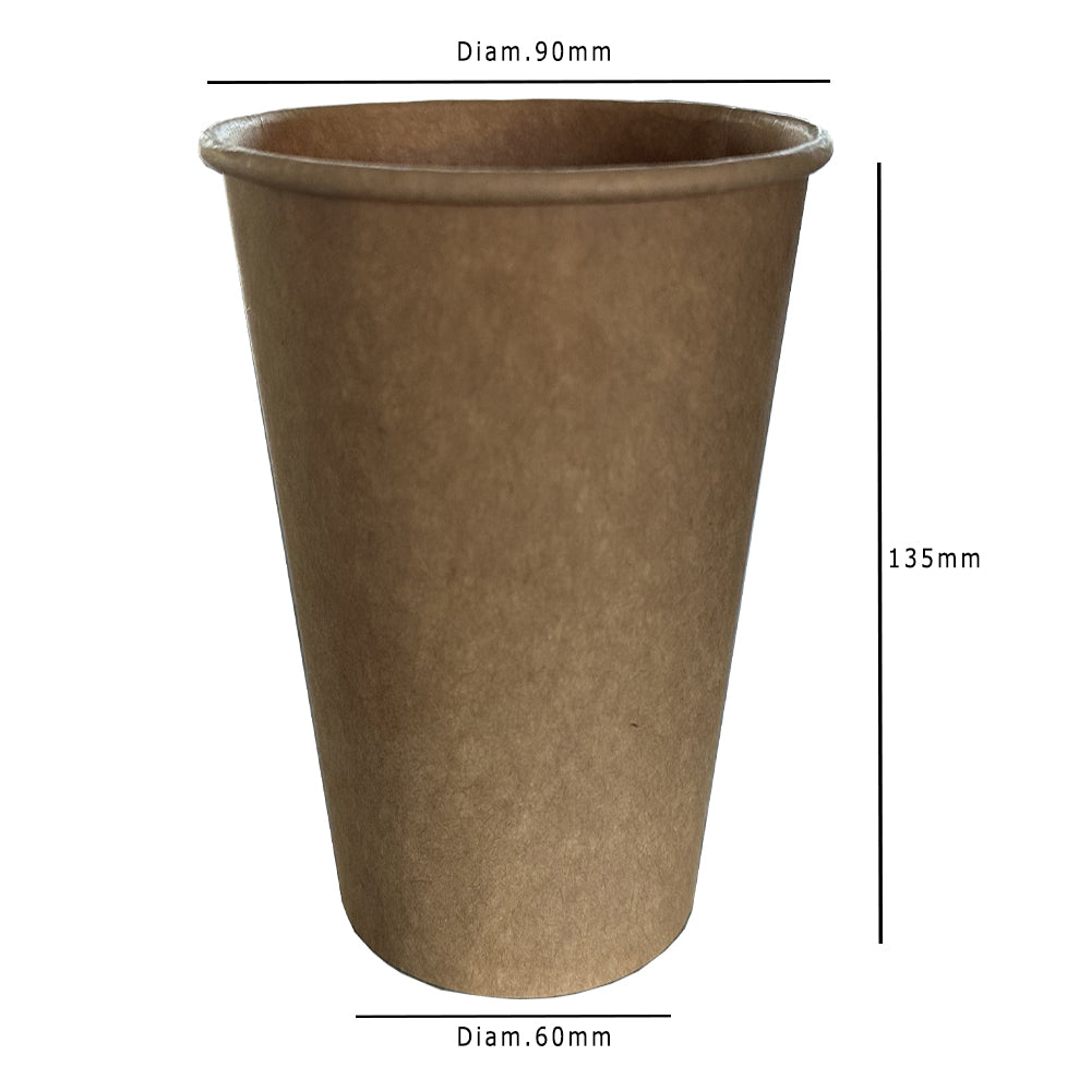 Kraft 16oz Single Wall Paper Cup Dimensions - Propus Packaging