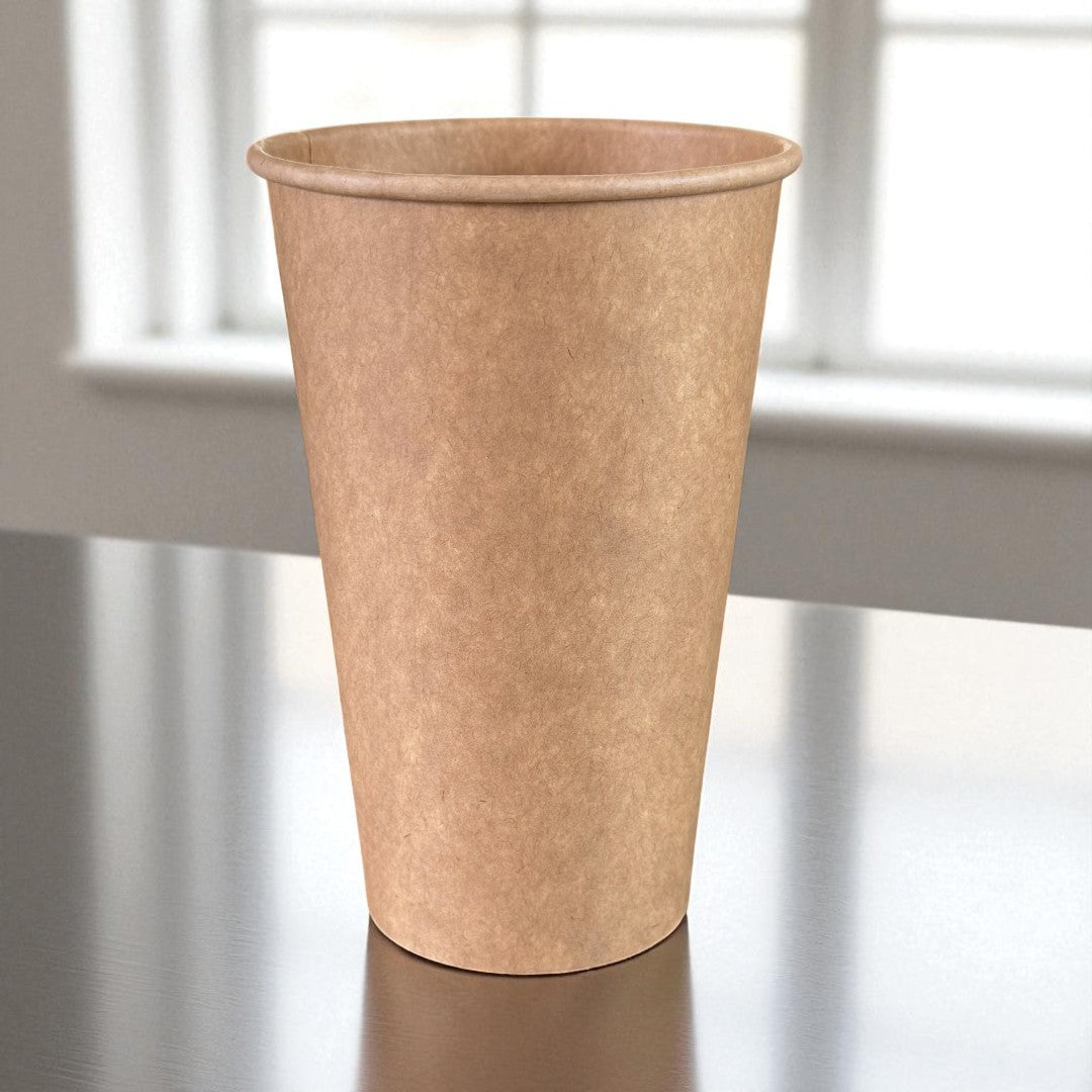 Kraft 16oz Single Wall Paper Cup Side - Propus Packaging
