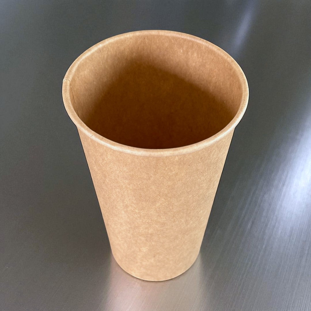 Kraft 16oz Single Wall Paper Cup Overhead - Propus Packaging