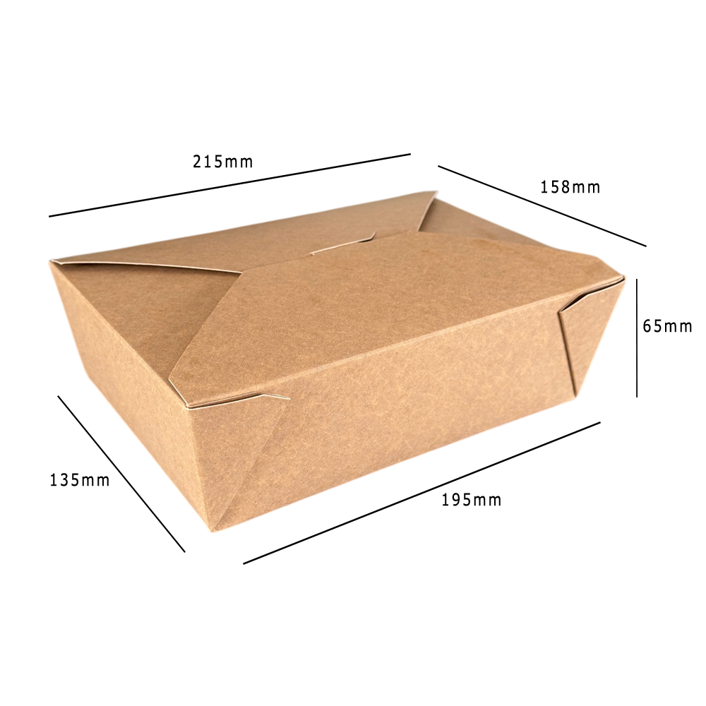 Kraft 2000ml Deli Meal Snack Box No.3 Dimensions - Propus Packaging