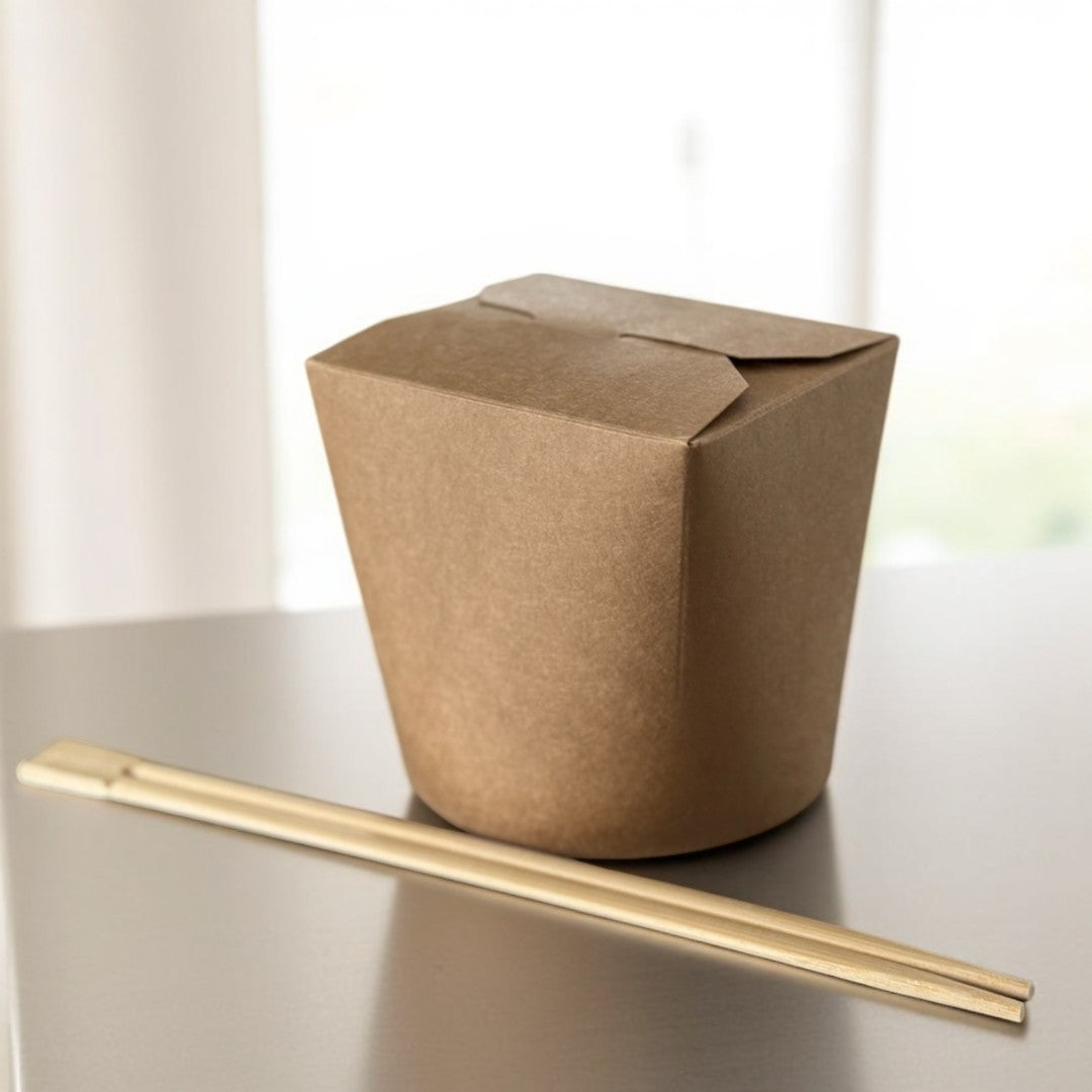 Kraft 26oz Round Noodle Box With Chop Sticks - Propus Packaging